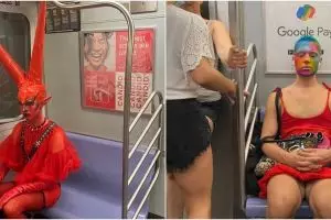 11 Penampakan kostum aneh penumpang KRL, kreativitasnya bikin heran