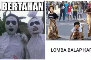 9 Meme lucu balap karung ini bikin senyum sambil geleng-geleng kepala