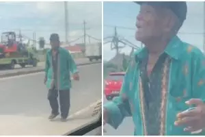 Bapak tua ini minum air genangan keruh, begini kisah pilu di baliknya