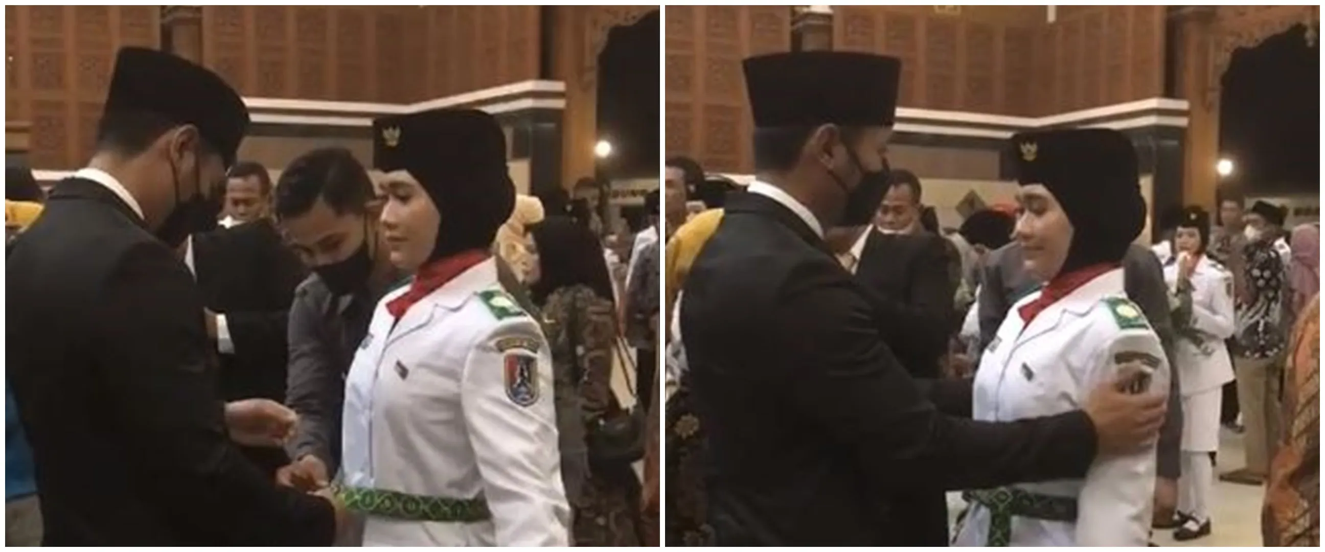 Anggota Paskibra menangis saat dilantik, bertepatan ayahnya meninggal