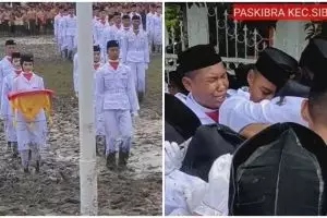 Perjuangan Paskibra bertugas di tanah berlumpur, endingnya mengharukan