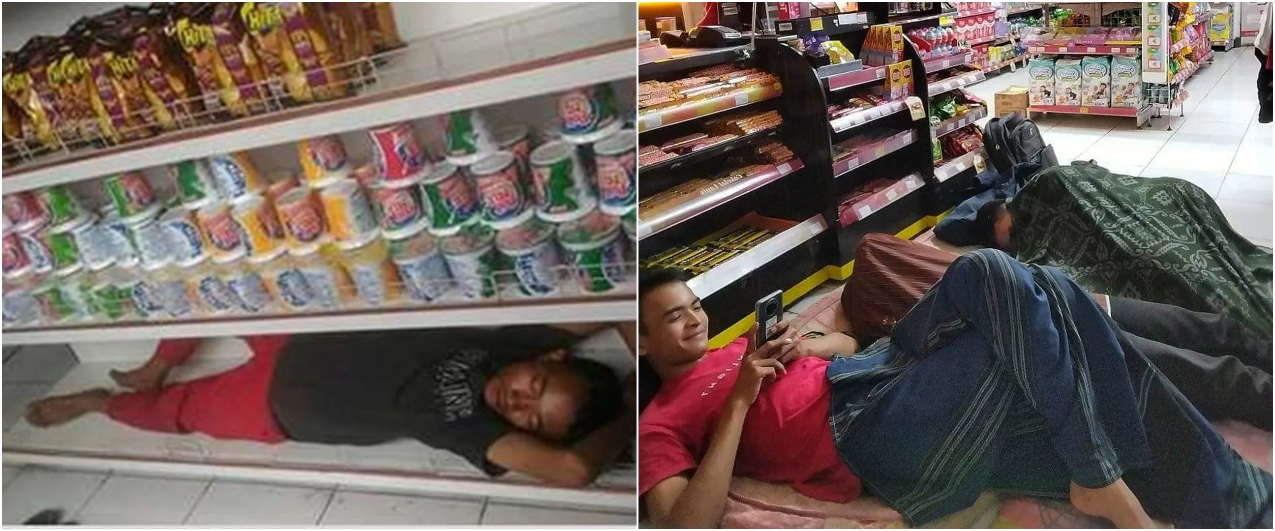 11 Potret nyeleneh orang tidur di toko swalayan ini nggak abis pikir
