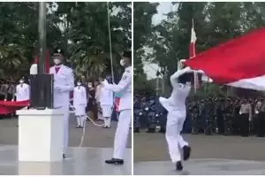 Bendera salah lipat, aksi putar badan paskibra ini tuai pujian