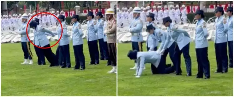 Detik-detik prajurit wanita menahan pingsan saat upacara, bikin salut