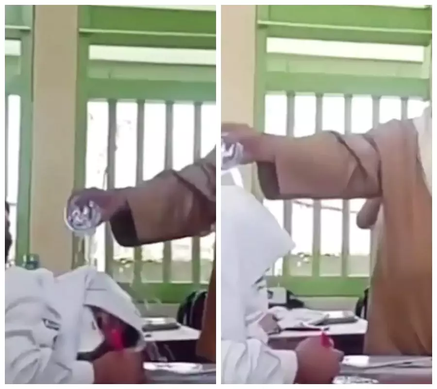 guru siram air ke siswa yang tiduran © Instagram/@fakta.indo