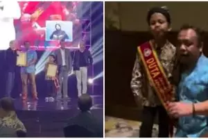 Farel Prayoga dan Abah Lala terima penghargaan dari Menkumham