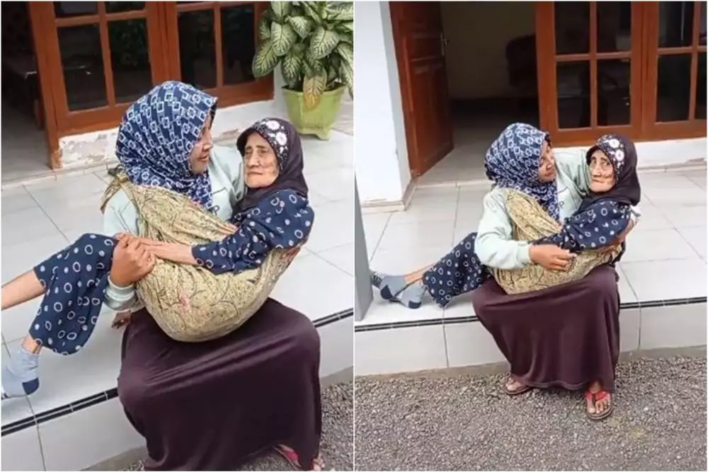 wanita rawat ibu seperti saat bayi © TikTok