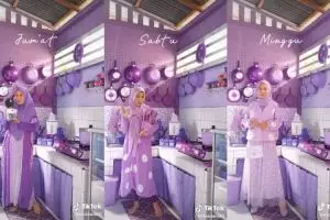 Viral emak-emak pecinta ungu garis keras, rumah & outfit bikin salfok