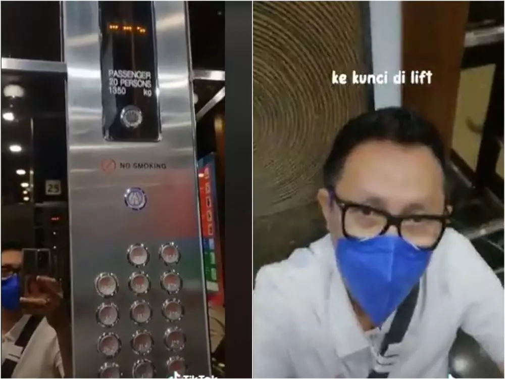 eko patrio terkunci di lift © TikTok