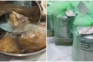 Gelar tahlilan, ibu ini beri dandang dan bahan bakso buat hantaran