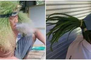 9 Aksi nyeleneh orang letakkan tanaman di kepala ini bikin tepuk jidat