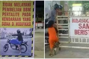 9 Tulisan kocak di pom bensin ini bikin pembeli nyengir lebar
