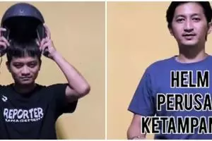 Viral helm pemusnah ketampanan, penampakannya bikin wajah auto berubah