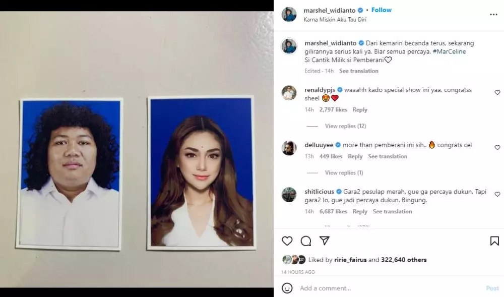 Heboh pas foto Celine Evangelista Marshel © Instagram