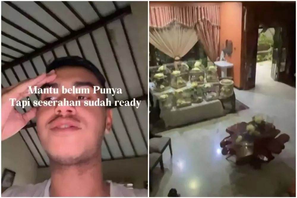 pria syok dibuatkan seserahan lamaran © TikTok