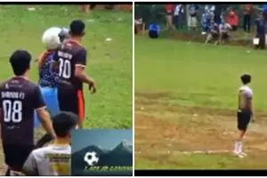 Aksi wanita masuk lapangan saat cowok tanding bola, bikin geregetan