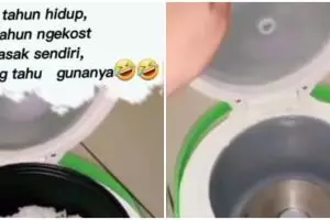 Wanita ini tunjukkan fungsi lain dari tutup rice cooker, praktis abis