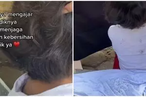 Momen guru bantu basmi kutu di rambut sang murid, aksinya tuai pujian