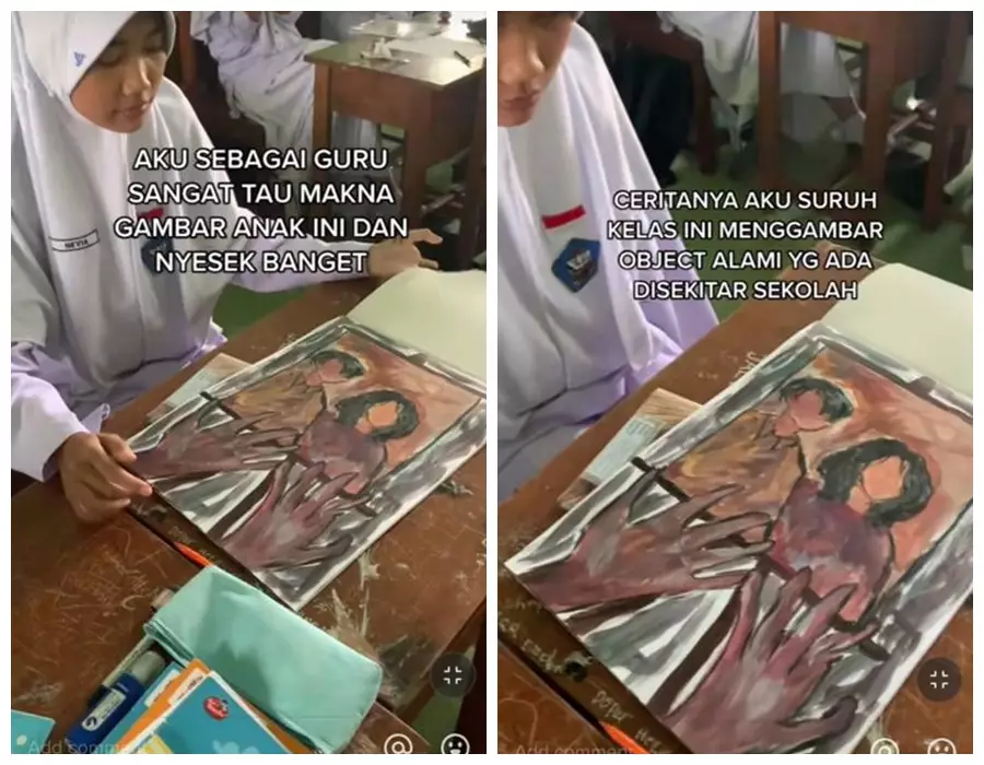 kisah sedih di balik gambar murid © TikTok/@ajikrachmad2
