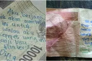 11 Tulisan lucu soal asmara di uang kertas, bucinnya nggak ketulungan