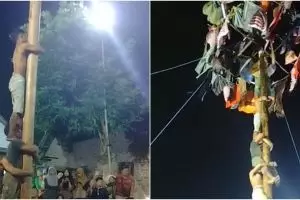 Grup panjat pinang ini raih puncak dengan cepat, skillnya bikin kagum