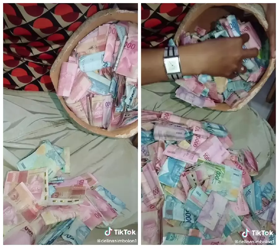 nabung di celengan dapat Rp 70 juta © TikTok/@delinasimbolon1