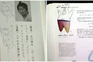 15 Coretan siswa di buku pelajaran ini bukti kegabutan di kelas