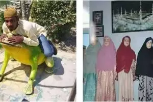 13 Potret kocak orang saat foto dengan patung ini posenya bikin senyum