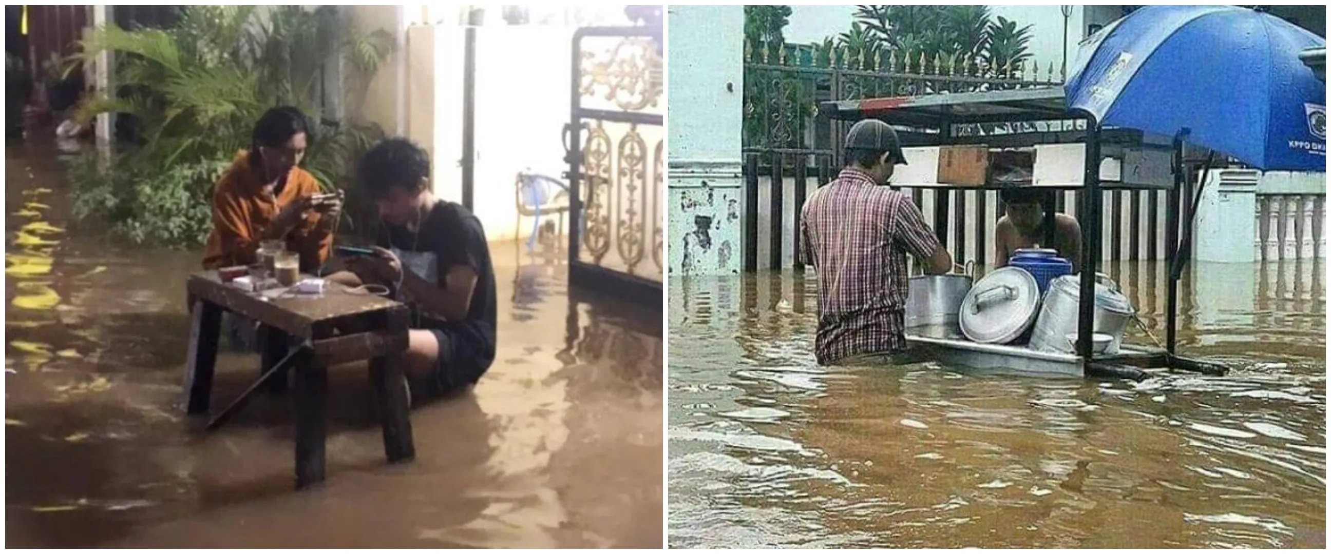 15 Potret kocak kelakuan warga saat banjir ini bikin tepuk jidat