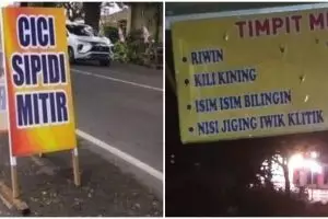 11 Potret spanduk jualan huruf vokalnya diganti I semua, bikin ngakak