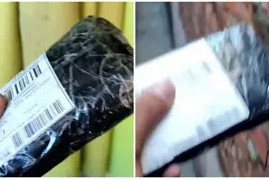 Momen apes kurir antar paket lewat gang sempit, jalan auto miring