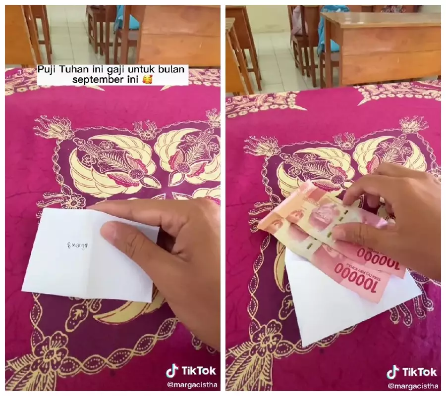 kisah guru honorer belikan muridnya dasi © TikTok/@margacistha
