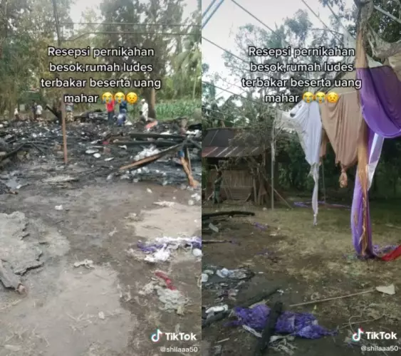 Rumah pengantin ini terbakar © TikTok