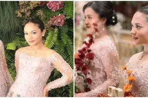 7 Potret Amel Carla datang ke nikahan kakak, tubuhnya bikin pangling