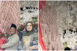 Bikin syok, pria ini beri kado nikah buket bunga setinggi orang dewasa