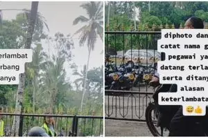 Kedisplinan sekolah ini dipuji, guru telat gerbang ditutup oleh murid