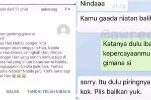 15 Chat ngajak balikan mantan ini bacanya bikin hati jadi deg-degan