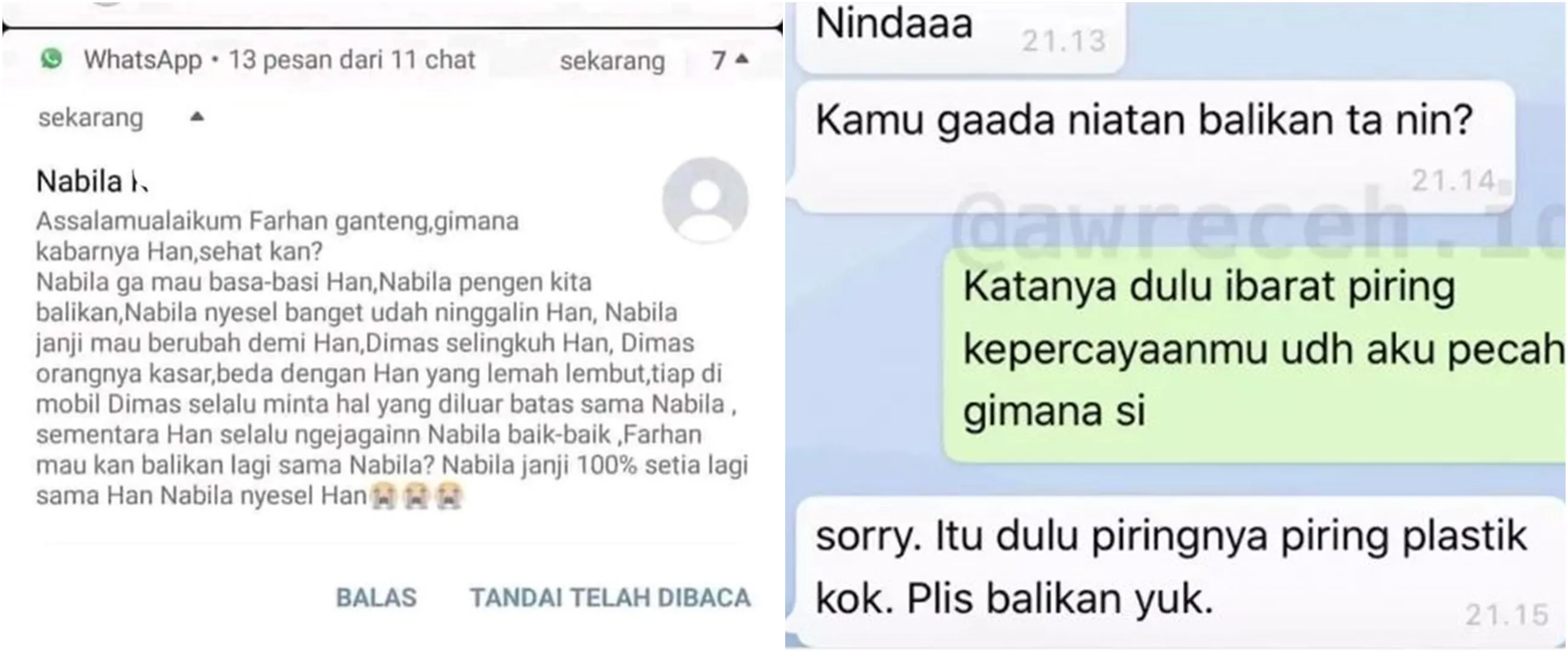 15 Chat ngajak balikan mantan ini bacanya bikin hati jadi deg-degan