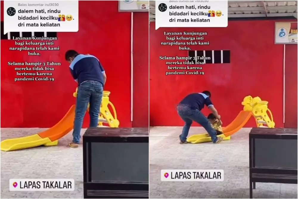 narapidana bertemu anak setelah 3 tahun pisah © TikTok