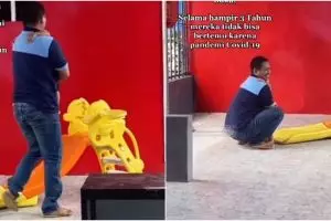 Bikin haru, momen narapidana bertemu anaknya setelah 3 tahun pisah