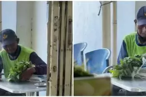 Kakek ini tawarkan sayur untuk tukar mi instan, alasannya bikin mewek