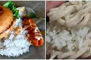 11 Potret nyeleneh cara orang menikmati burger yang nggak biasa