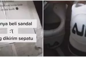 Apesnya wanita ini, pesan sandal dikasih sepatu dan mereknya terbalik