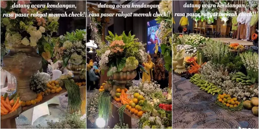 resepsi pernikahan unik tamu undangan bawa sayur © TikTok