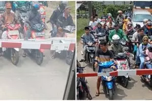 Kereta api ini harus berhenti di palang pintu, alasannya tak terduga