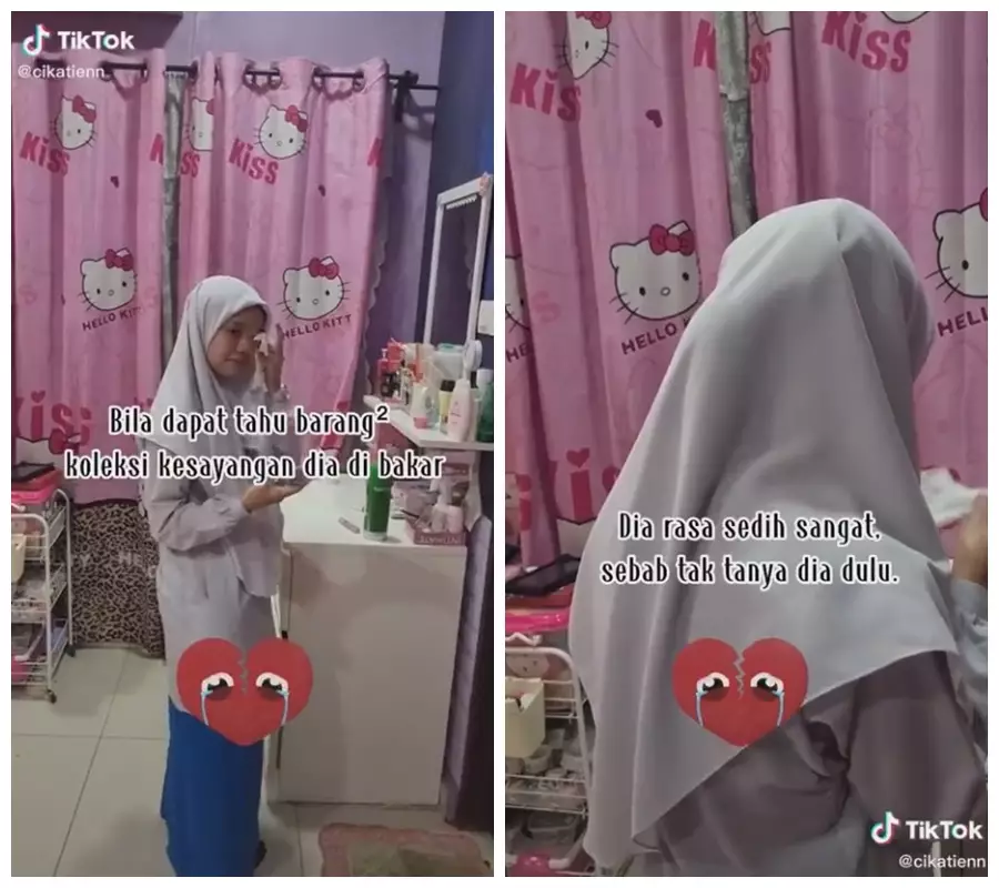 koleksi merchandise K-pop idola dibakar ortu © TikTok/@cikatienn