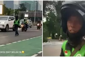 Kisah driver ojek cari powerbank-nya terlindas mobil, endingnya haru