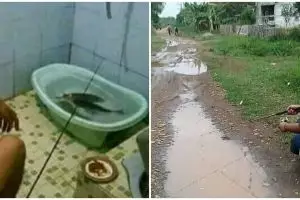 13 Potret lucu bapak-bapak mancing di tempat tak biasa, absurd pol