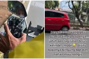 Driver ojek online ini tetap antar penumpang meski HP terlindas mobil