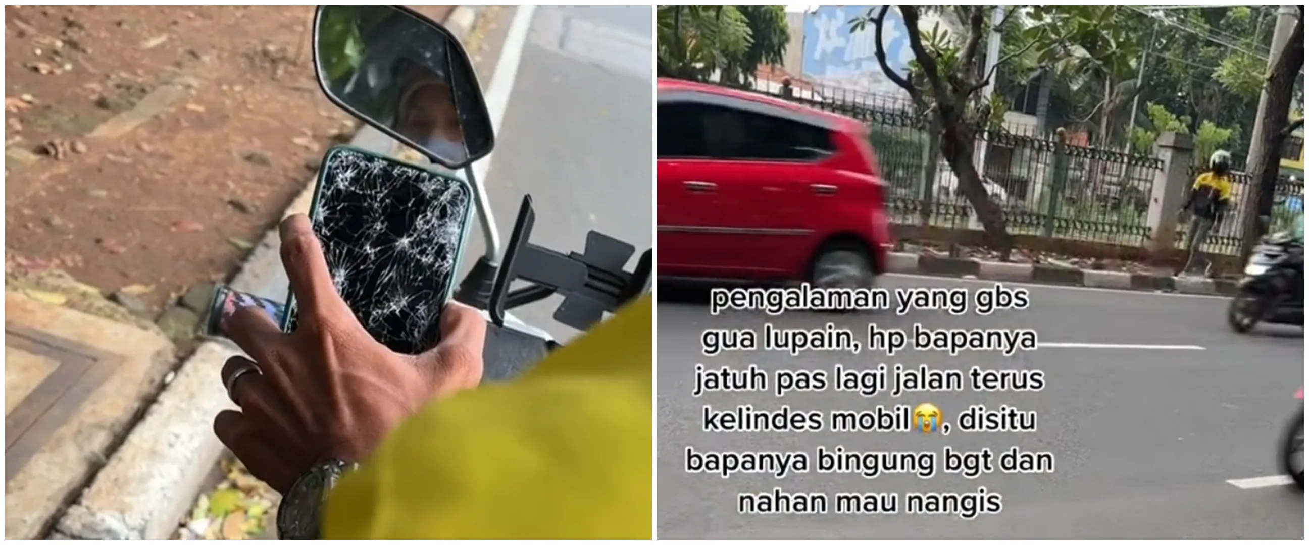 Driver ojek online ini tetap antar penumpang meski HP terlindas mobil
